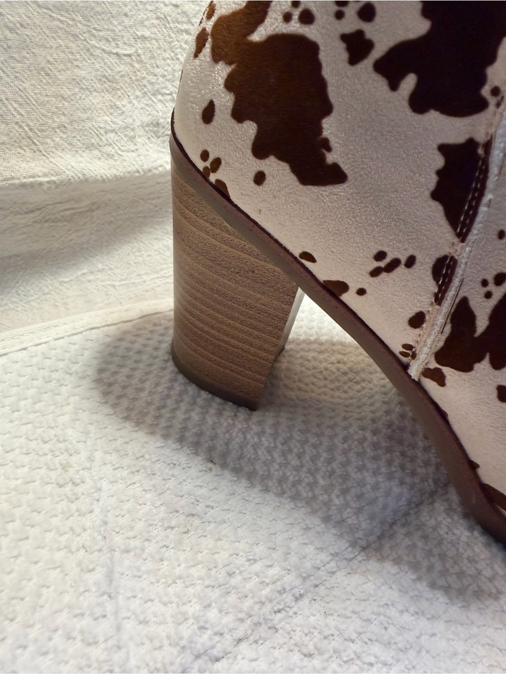 Maurices Cow-Spot Ankle Booties in White and Brown - Picture 4 of 4
